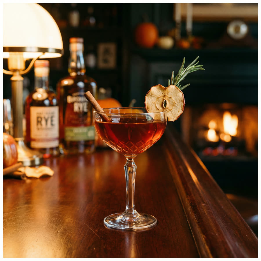 Apple Cinnamon Manhattan rye whiskey cocktail