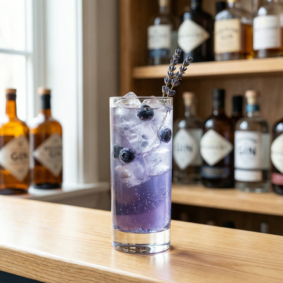 Blueberry Lavender Fizz gin cocktail