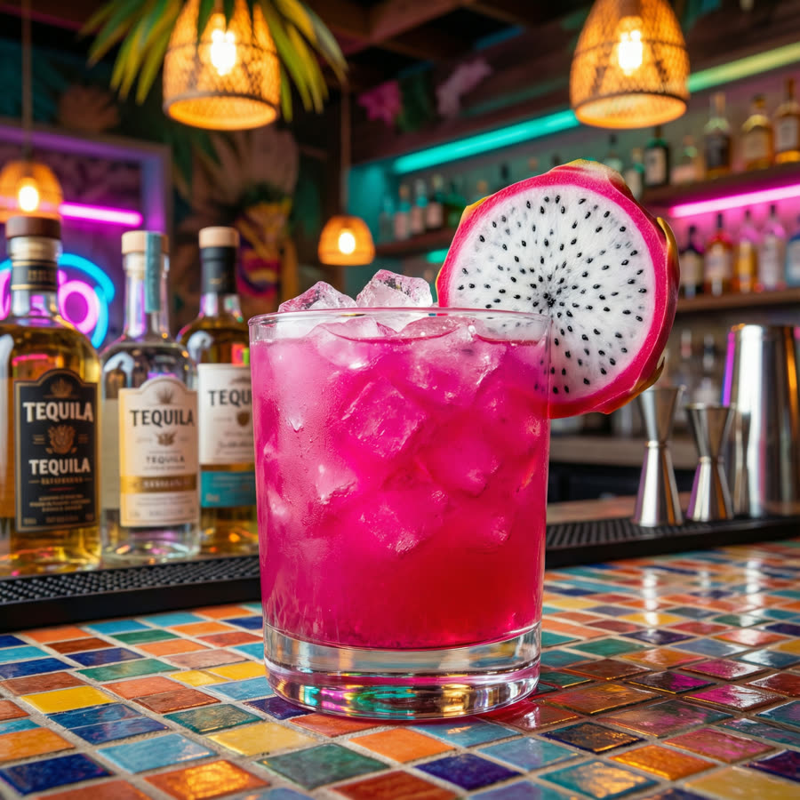 Dragon Fruit Margarita tequila cocktail