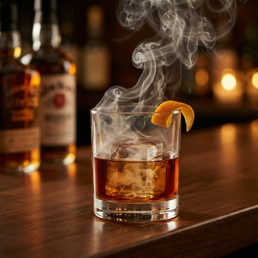 Smoked Maple Old Fashioned bourbon cocktail